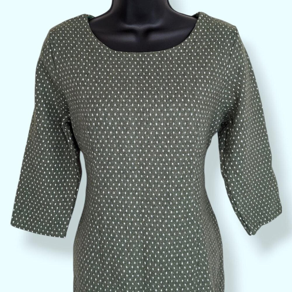 NWT Drama Queen Green & White Knit 3/4 Sleeve Dress - Picture 2 of 7